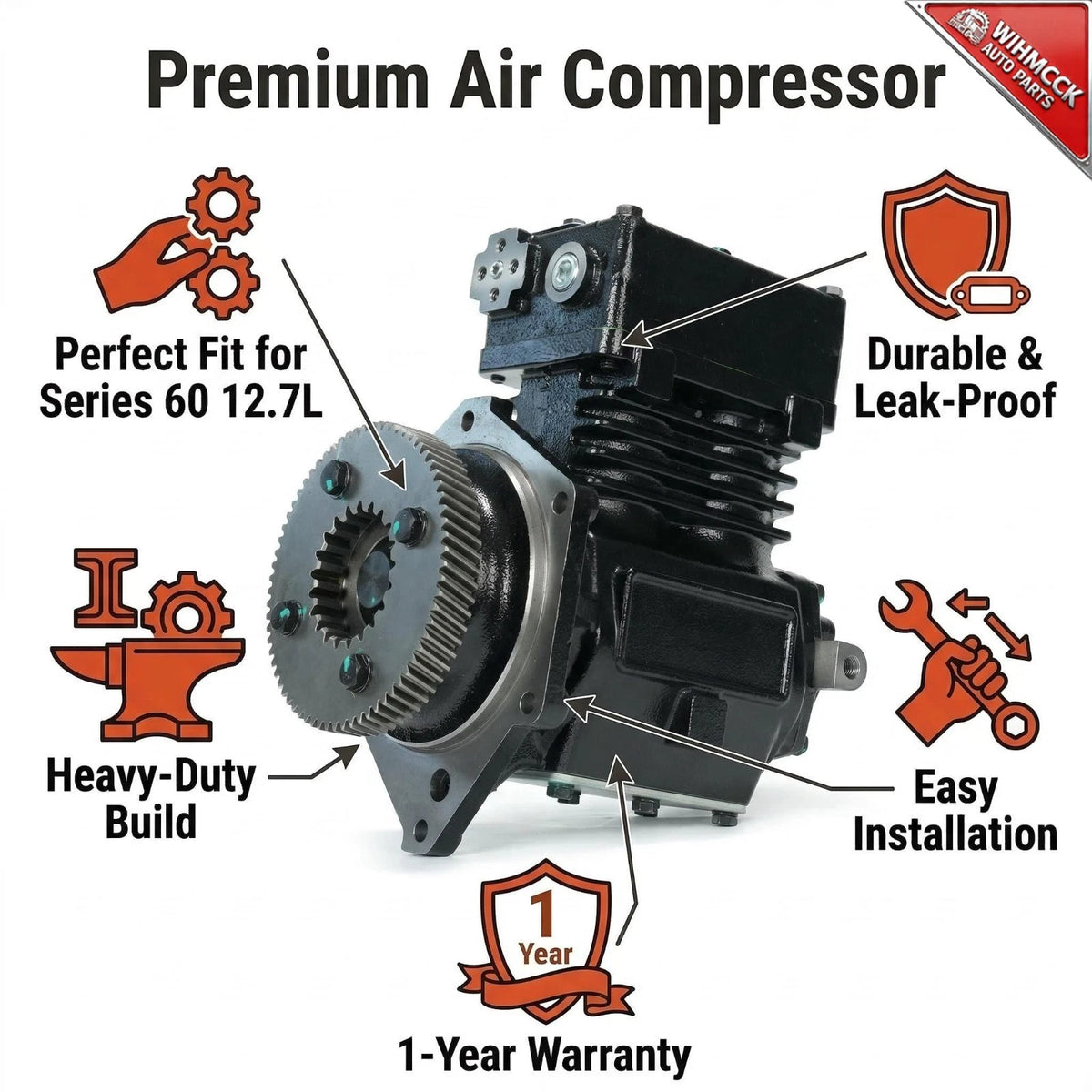 Detroit Series 60 12.7L Air Compressor — 23522123, TF-750 Style — product photo 4