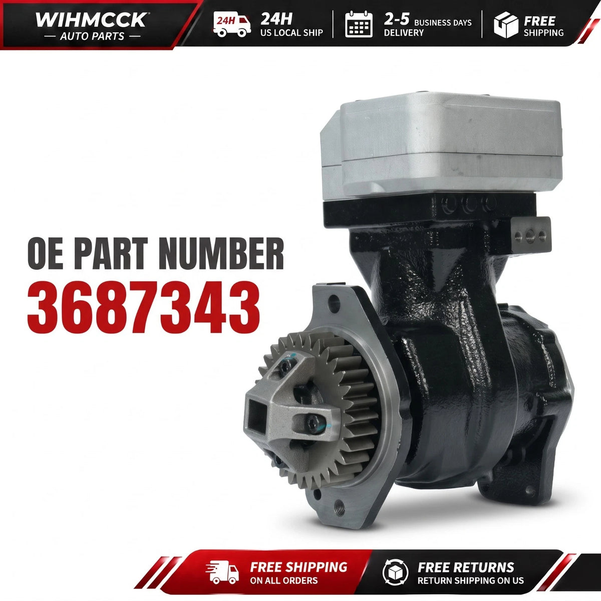 Cummins ISX Air Brake Compressor — 3687343 / 4318220 — product photo 1