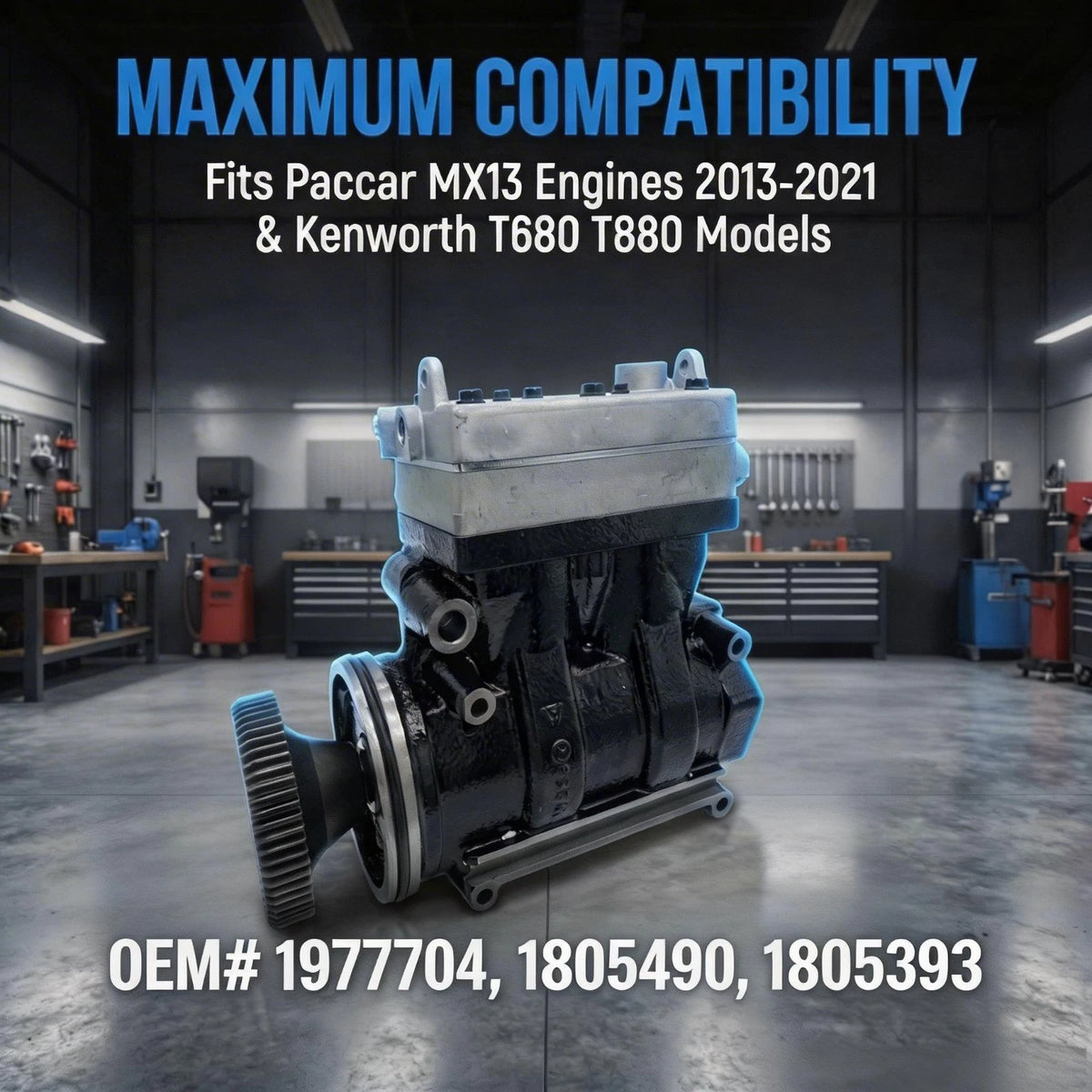 PACCAR MX-13 Air Brake Compressor — 1977704 / 1805490 — product photo 3