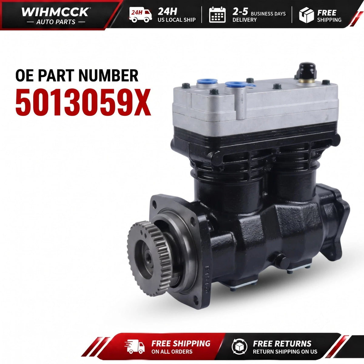 CAT C15 / C18 Air Brake Compressor — BA-922 Style, 5013059X — product photo 1